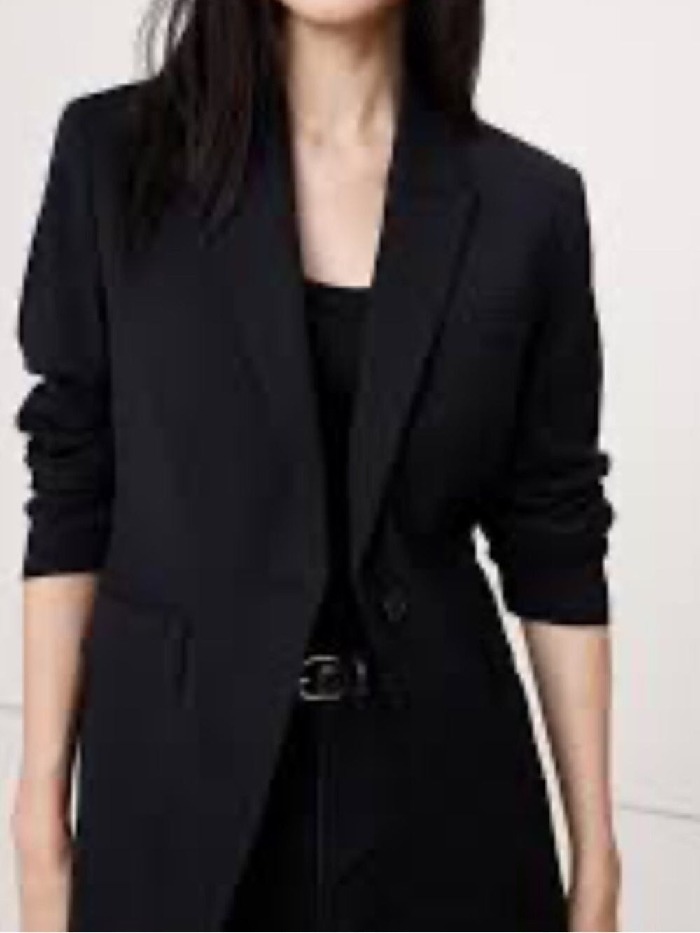 H&M Black Single-Button loose fit Blazer notched collar pockets size XL